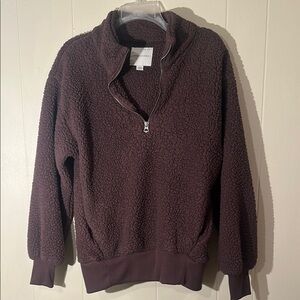 American Eagle dark purple  Sherpa Quarter-Zip Pullover size m